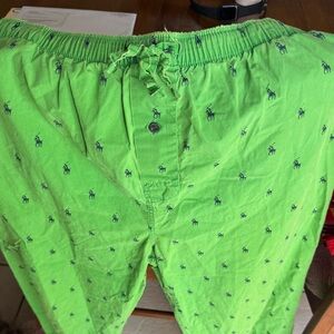 Vintage Polo Green Pajama Pants with all over blue horses